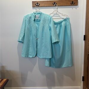 🐾 Pride & Joy Chic Aqua Skirt Suit: Size 18W 🐾